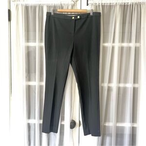 Tory Burch Black Ponte 2 Gold Button Stretch Pants Sz L